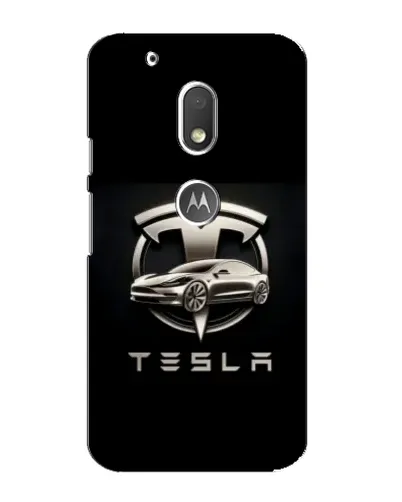 Чехол для Motorola MOTO G4 Play с картинкой «Tesla — серебристое авто»