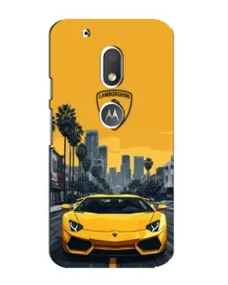 Чехол для Motorola MOTO G4 Play с картинкой «Желтый Lamborghini город»