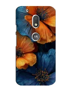 Чехол для Motorola MOTO G4 Play с картинкой «Яркая сине-оранжевая флора»