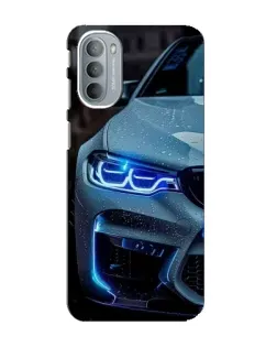 Чехол для Motorola MOTO G41 с картинкой «Взгляд BMW с синими фарами»