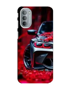 Чехол для Motorola MOTO G41 с картинкой «Спортивная BMW и цветы»