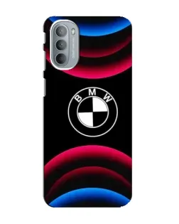 Чехол для Motorola MOTO G41 с картинкой «Логотип BMW и неоновые дуги»