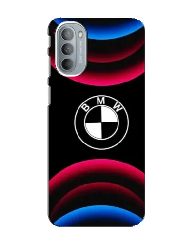 Чехол для Motorola MOTO G41 с картинкой «Логотип BMW и неоновые дуги»
