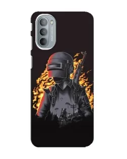 Чехол для Motorola MOTO G41 с картинкой «PUBG — огненный силуэт»