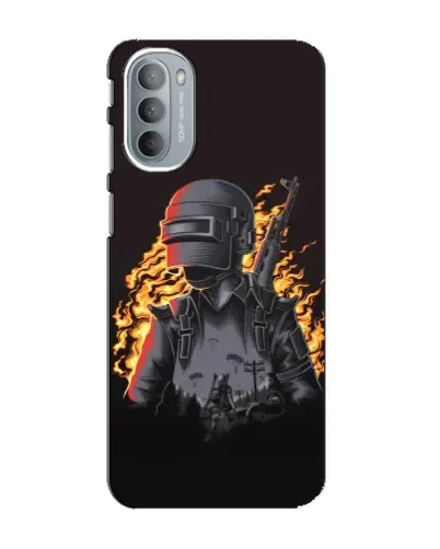 Чехол для Motorola MOTO G41 с картинкой «PUBG — огненный силуэт»