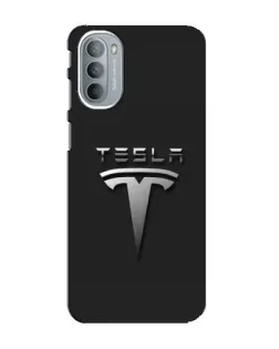 Чехол для Motorola MOTO G41 с картинкой «Стальной логотип Tesla»