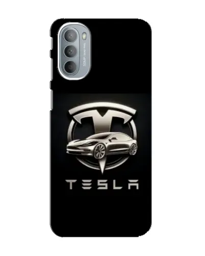 Чехол для Motorola MOTO G41 с картинкой «Tesla — серебристое авто»