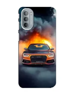Чехол для Motorola MOTO G41 с картинкой «Audi в огненном дыму»