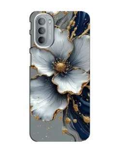 Чехол для Motorola MOTO G41 с картинкой «Белый цветок и золотой флюид»