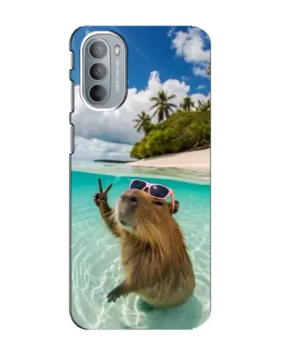 Чехол для Motorola MOTO G41 с картинкой «Капибара на море»