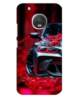 Чехол для Motorola MOTO G5 Plus с картинкой «Спортивная BMW и цветы»