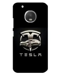 Чехол для Motorola MOTO G5 Plus с картинкой «Tesla — серебристое авто»