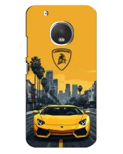 Чехол для Motorola MOTO G5 Plus с картинкой «Желтый Lamborghini город»