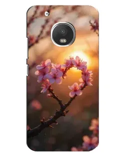 Чохол для Motorola MOTO G5 Plus з картинкою «Рожевий цвіт  сердечко на тлі заходу»