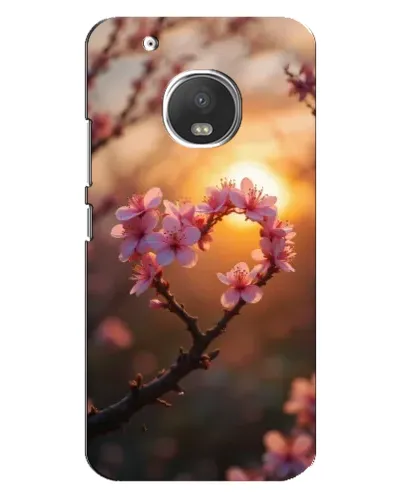Чехол для Motorola MOTO G5 Plus с картинкой «Розовый цвет сердце на фоне заката»