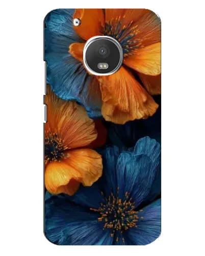 Чехол для Motorola MOTO G5 Plus с картинкой «Яркая сине-оранжевая флора» Чехол для Motorola MOTO G5 Plus с картинкой «Яркая сине-оранжевая флора»