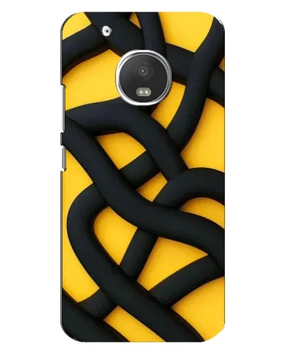 Чехол для Motorola MOTO G5 Plus с картинкой «Черное желтое переплетение»