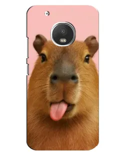 Чехол для Motorola MOTO G5 Plus с картинкой «Капибара с языком»