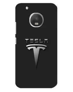 Чехол для Motorola MOTO G5 с картинкой «Стальной логотип Tesla»