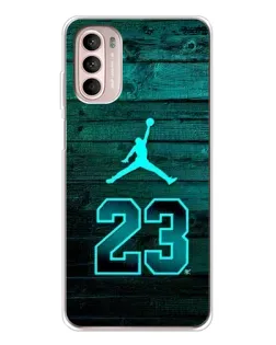 Чехол для Motorola MOTO G52 с картинкой «Jordan Cyan 23»