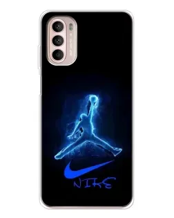 Чехол для Motorola MOTO G52 с картинкой «Jordan Neon Blue»