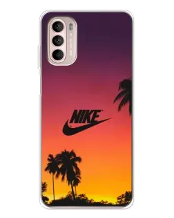 Чехол для Motorola MOTO G52 с картинкой «Nike на закате солнца»