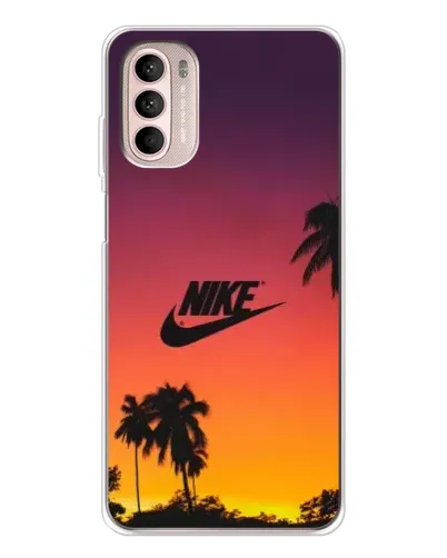 Чехол для Motorola MOTO G52 с картинкой «Nike на закате солнца»