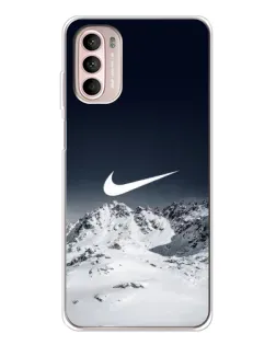 Чехол для Motorola MOTO G52 с картинкой «Nike — зимние горы»