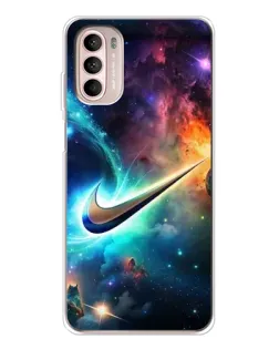 Чехол для Motorola MOTO G52 с картинкой «Космический Nike Swoosh»