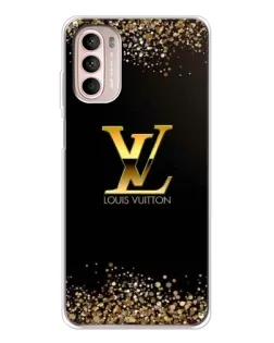 Чехол для Motorola MOTO G52 с картинкой «LV — золотые искры»