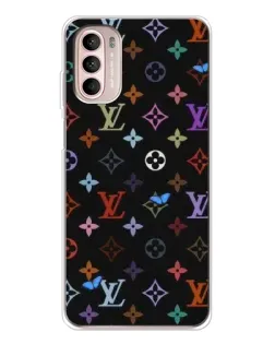 Чехол для Motorola MOTO G52 с картинкой «Цветная монограмма LV»