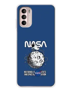 Чехол для Motorola MOTO G52 с картинкой «NASA — лунная миссия»