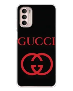 Чехол для Motorola MOTO G52 с картинкой «Gucci — красный логотип»