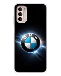 Чехол для Motorola MOTO G52 с картинкой «BMW — неоновое сияние»