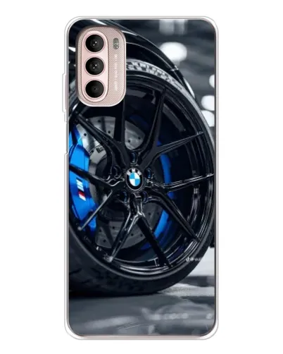 Чехол для Motorola MOTO G52 с картинкой «Колесо BMW вблизи»