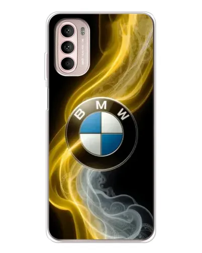 Чехол для Motorola MOTO G52 с картинкой «Золотистый дым BMW»