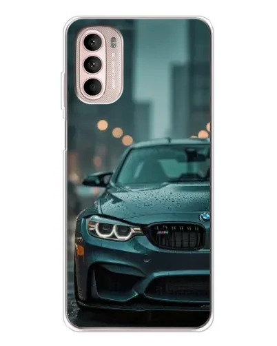 Чехол для Motorola MOTO G52 с картинкой «BMW в огнях города»