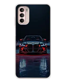 Чехол для Motorola MOTO G52 с картинкой «BMW на мокрой дороге»