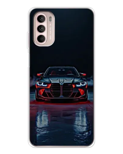Чехол для Motorola MOTO G52 с картинкой «BMW на мокрой дороге»