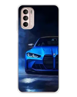 Чехол для Motorola MOTO G52 с картинкой «Голубая BMW M4»