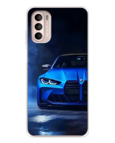 Чехол для Motorola MOTO G52 с картинкой «Голубая BMW M4»