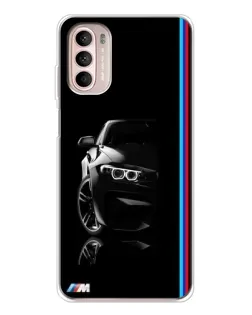 Чехол для Motorola MOTO G52 с картинкой «Силуэт BMW в темноте»