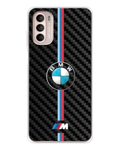 Чехол для Motorola MOTO G52 с картинкой «Эмблема BMW и карбон»