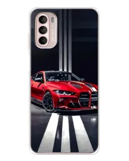 Чехол для Motorola MOTO G52 с картинкой «Красная BMW на дороге»
