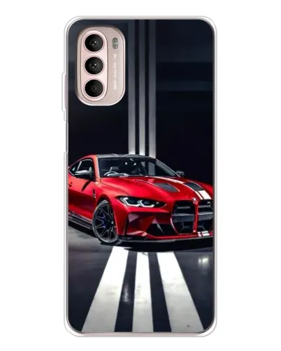 Чехол для Motorola MOTO G52 с картинкой «Красная BMW на дороге»