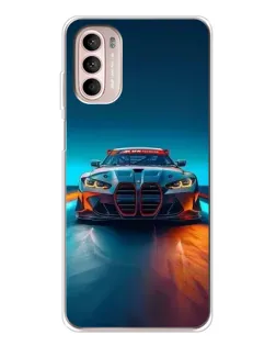 Чехол для Motorola MOTO G52 с картинкой «BMW — огни неона»