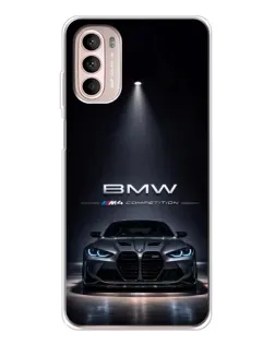 Чехол для Motorola MOTO G52 с картинкой «BMW сквозь ночной город»