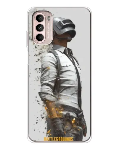 Чехол для Motorola MOTO G52 с картинкой «PUBG — боец в пыли»