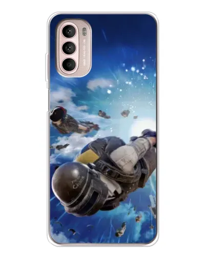 Чехол для Motorola MOTO G52 с картинкой «Десант PUBG — прыжок»