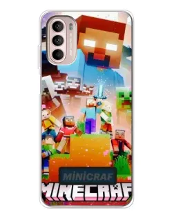 Чехол для Motorola MOTO G52 с картинкой «Minecraft герои игры»